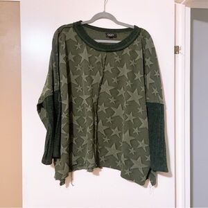 Gigio Green Star Print Sweater Size L